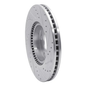 Hyundai Veloster Brake Rotor (1) - Front Left - R1 Concepts - Drilled & Slotted - Silver - `05-`24